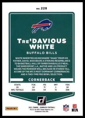 2021 Donruss Tre’Davious White 228 Buffalo Bills