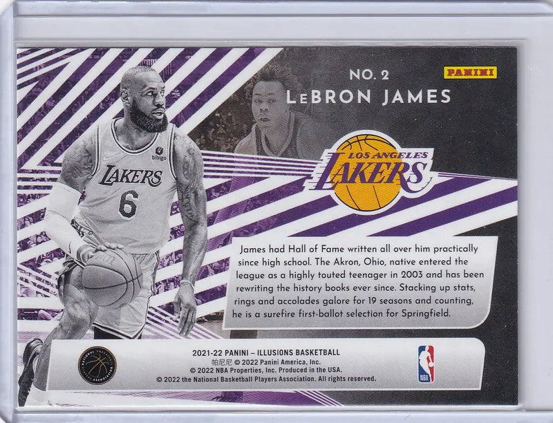 2021 ILLUSIONS #2 LEBRON JAMES CHASING THE HALL- LOS ANGELES LAKERS - Basketball Card Single
