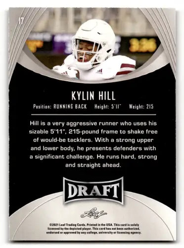 2021 Leaf Draft #17 Kylin Hill NM Near Mint XRC ID:46785 - Football Card Single