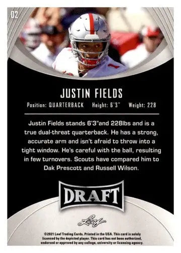 2021 Leaf Draft #2 Justin Fields NM Near Mint XRC - Football Card Single