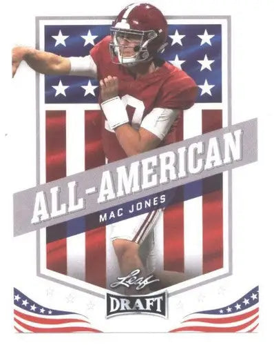 Mac Jones All-American football card from 2021 Leaf Draft in original gloss by Simply Sandoval