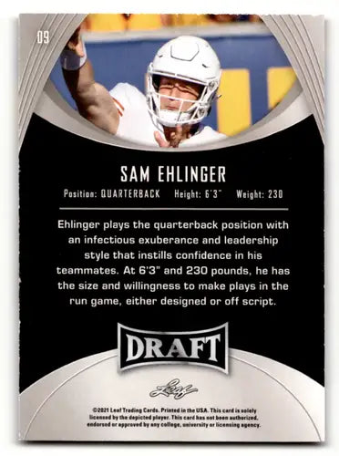 2021 Leaf Draft #9 Sam Ehlinger NM-MT XRC ID:46789 - Football Card Single