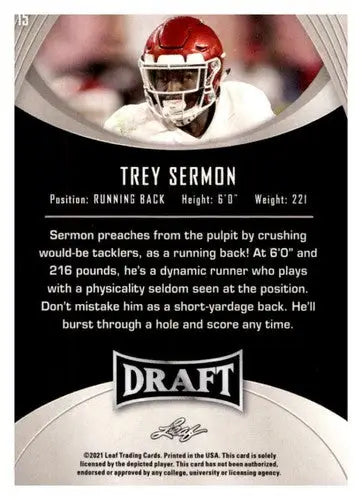 Original gloss 2021 Leaf Draft Gold Trey Sermon football card near mint by Simply Sandoval