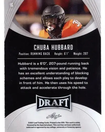 2021 Leaf Draft Gold #16 Chuba Hubbard NM-MT XRC - Football Card Single