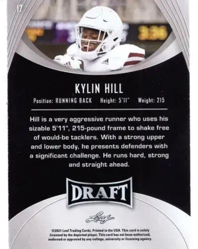 2021 Leaf Draft Gold #17 Kylin Hill NM-MT XRC - Football Card Single