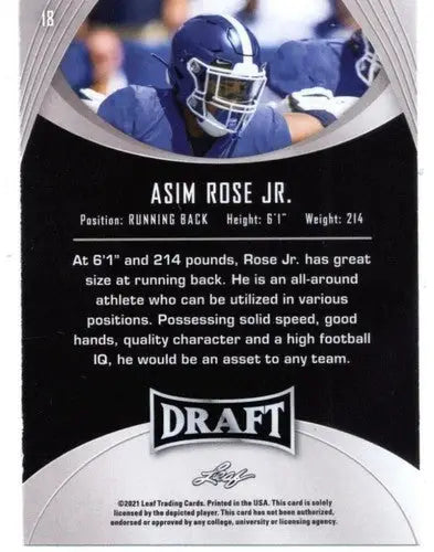 2021 Leaf Draft Gold #18 Asim Rose Jr. NM-MT XRC - Basketball Card Single