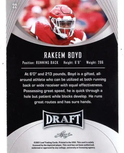 2021 Leaf Draft Gold #22 Rakeem Boyd NM-MT XRC - Football Card Single