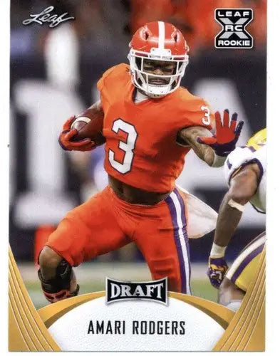 Amari Rodgers football card from 2021 Leaf Draft Gold with original gloss and Simply Sandoval style