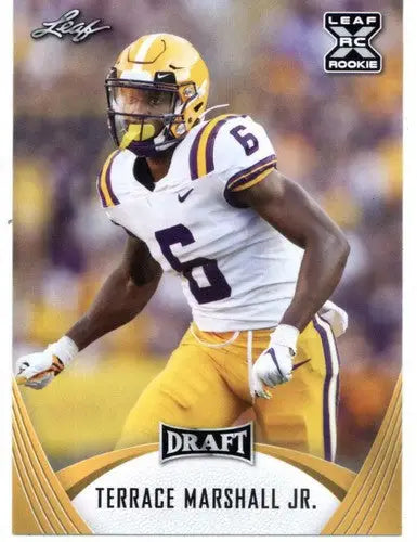 2021 Leaf Draft Gold Terrace Marshall Jr. football card with original gloss displayed