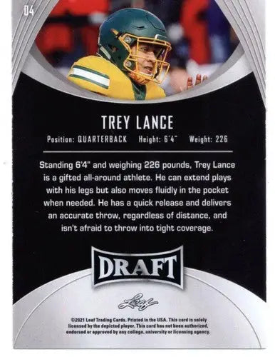 2021 Leaf Draft Gold #4 Trey Lance NM-MT XRC - Football Card Single