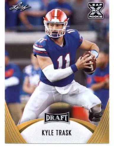 Kyle Trask football card from 2021 Leaf Draft Gold with original gloss collectible