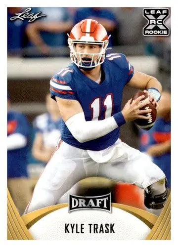 Kyle Trask football card from 2021 Leaf Draft Gold with original gloss and near mint quality