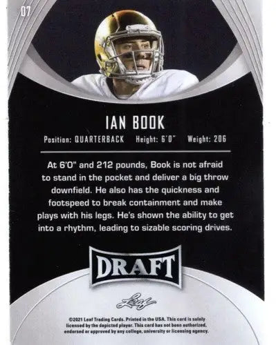 Original gloss Ian Book football card from 2021 Leaf Draft Gold, cards typically sell
