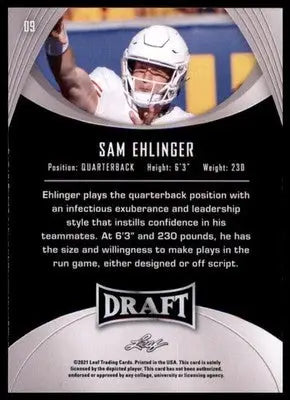 2021 Leaf Draft Sam Ehlinger 09 Texas Longhorns
