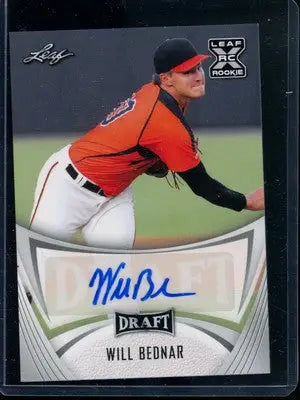 2021 Leaf Draft Will Bednar #BA-WBI Autograph RC Baseball - Baseball Card Single