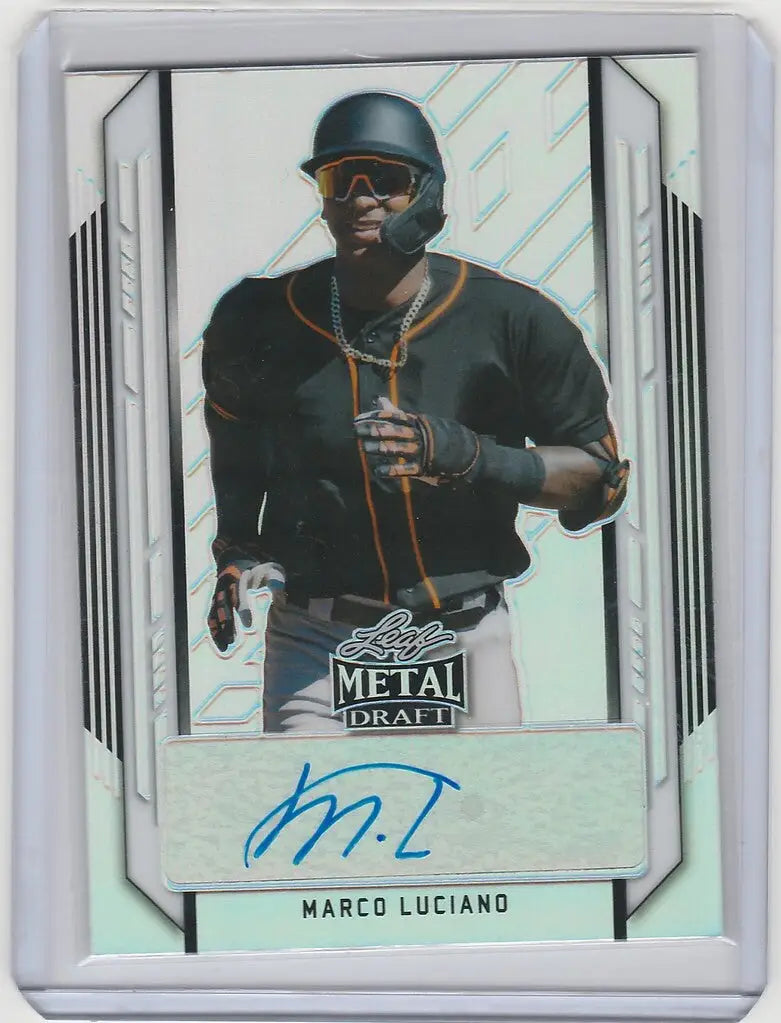 Baseball trading card of Draft Auto Marco Luciano from 2021 Leaf Metal Draft