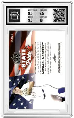 Graded Metal Draft Michael McGreevy baseball card with State Pride Auto Silver AC 10