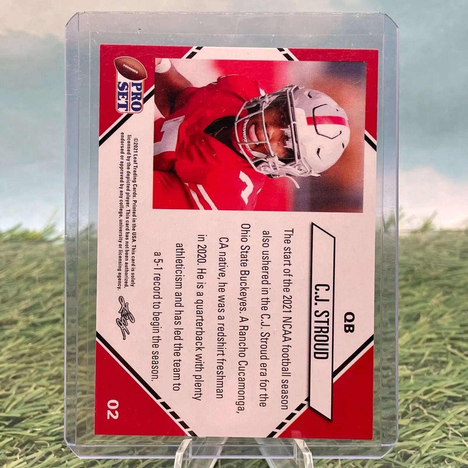 C.J. Stroud Ohio State Rookie Card 2021 Leaf Pro Set featuring the #2 player design