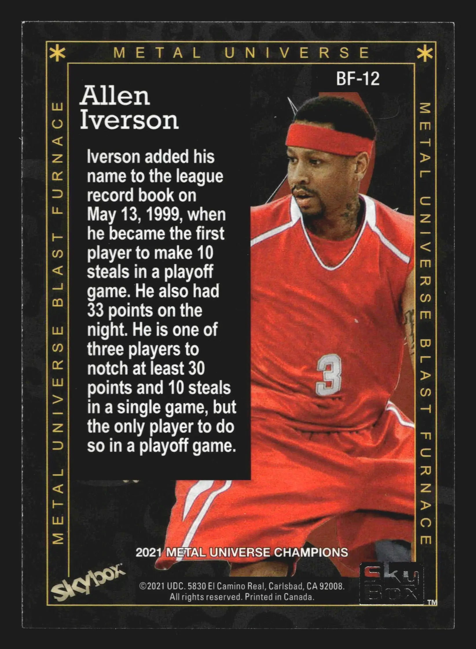 2021 Metal Universe Champions Blast Furnace #BF-12 Allen Iverson - Basketball Card Single