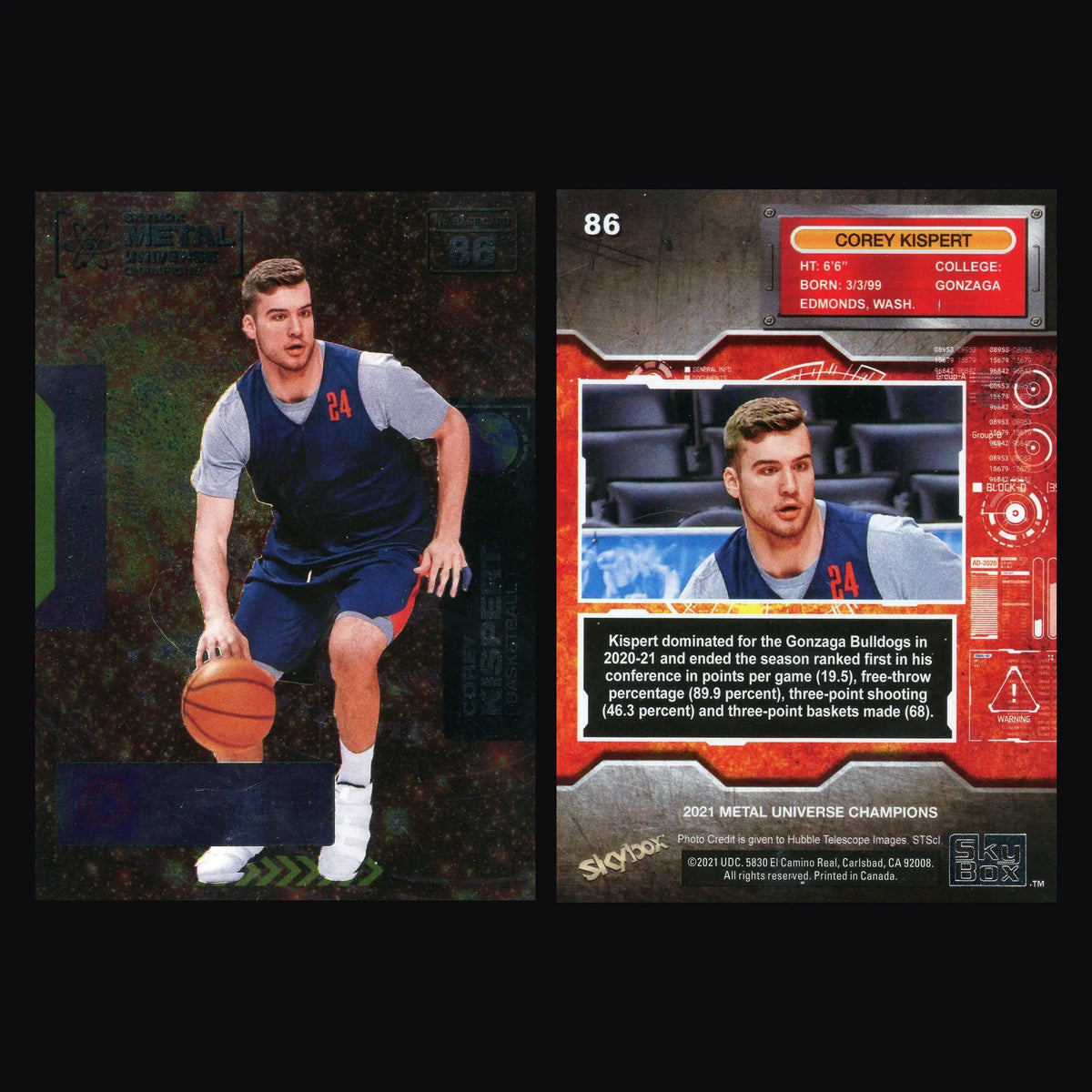 2021 Metal Universe Champions Corey Kispert #86 Gonzaga - Basketball Card Single