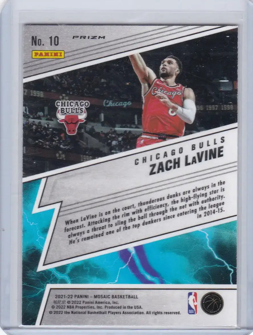 2021 MOSAIC #10 ZACH LAVINE THUNDER LANE REACTIVE- CHICAGO BULLS - Basketball Card Single