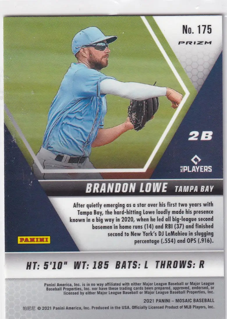 2021 MOSAIC #175 BRANDON LOWE REFRACTOR- TAMPA BAY RAYS - Baseball Card Single