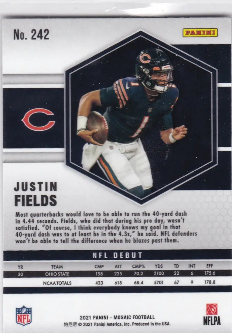 2021 MOSAIC #242 JUSTIN FIELDS NFL DEBUT- CHICAGO BEARS
