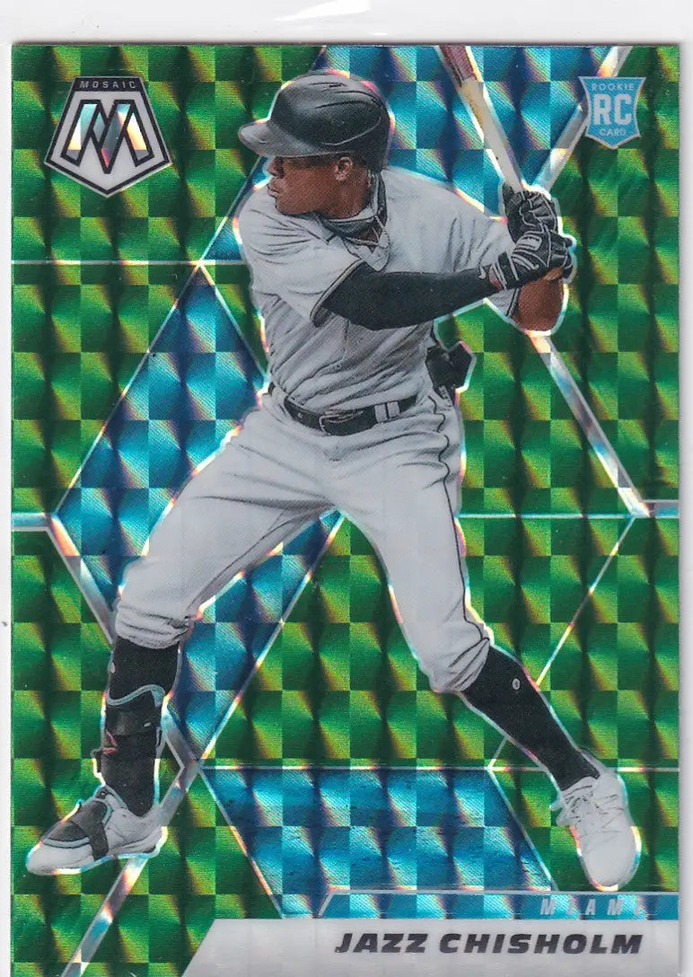 2021 MOSAIC #243 JAZZ CHISHOLM GREEN REACTIVE- MIAMI MARLINS - Baseball Card Single