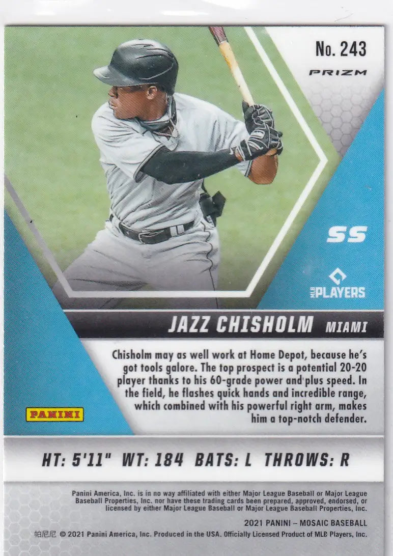 2021 MOSAIC #243 JAZZ CHISHOLM GREEN REACTIVE- MIAMI MARLINS - Baseball Card Single