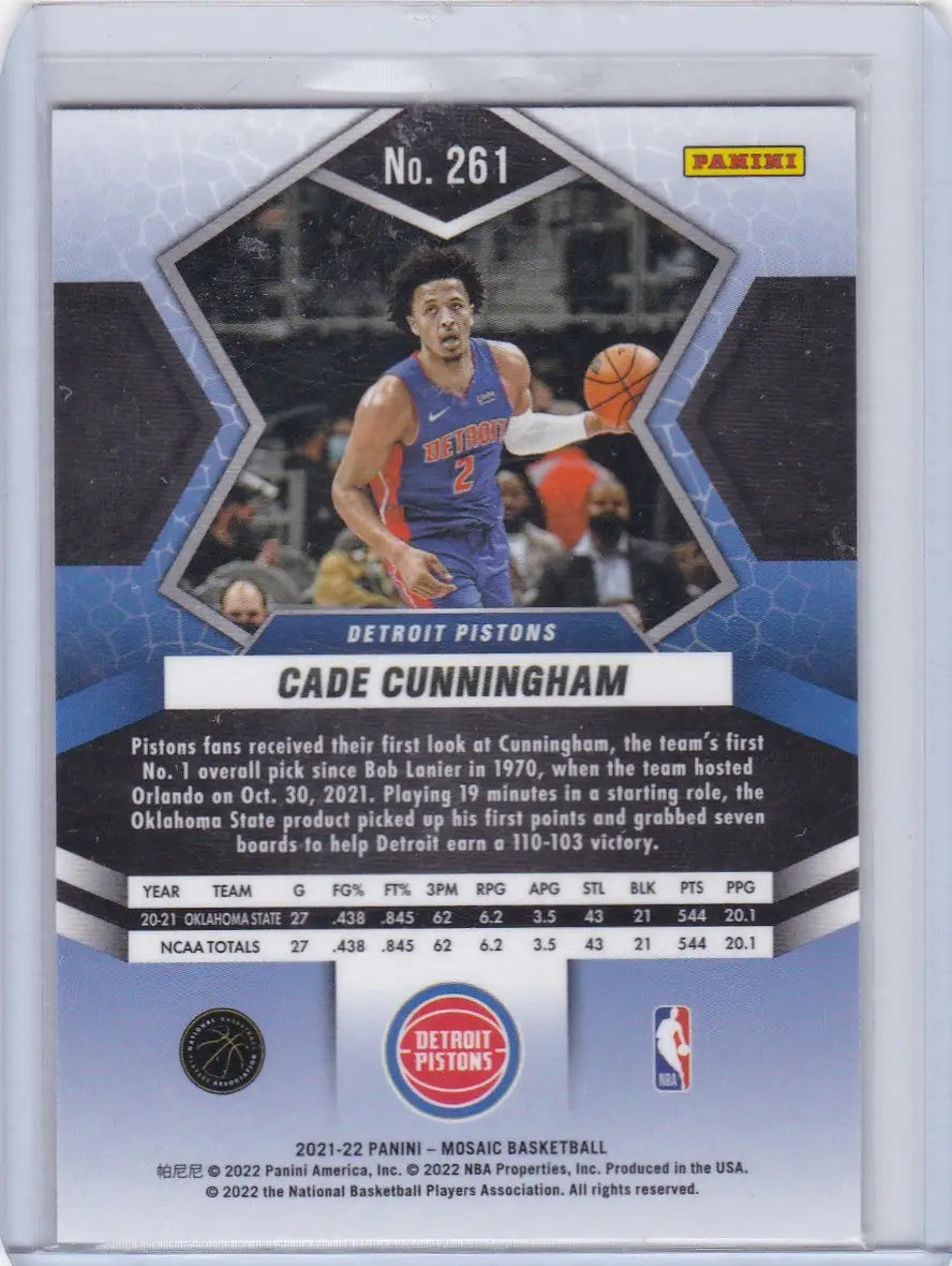 2021 MOSAIC #261 CADE CUNNINGHAM- DETROIT PISTONS - Basketball Card Single