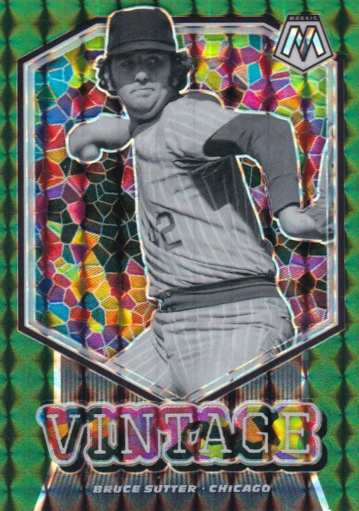 2021 MOSAIC #V9 BRUCE SUTTER VINTAGE GREEN REACTIVE- CHICAGO CUBS - Baseball Card Single