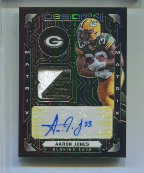 2021 Obsidian Aaron Jones Matrix Material MMA-AJ Auto #21/25 Packers Vikings - Football Card Single
