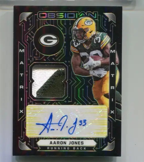 2021 Obsidian Aaron Jones Matrix Material MMA-AJ Auto #21/25 Packers Vikings - Football Card Single
