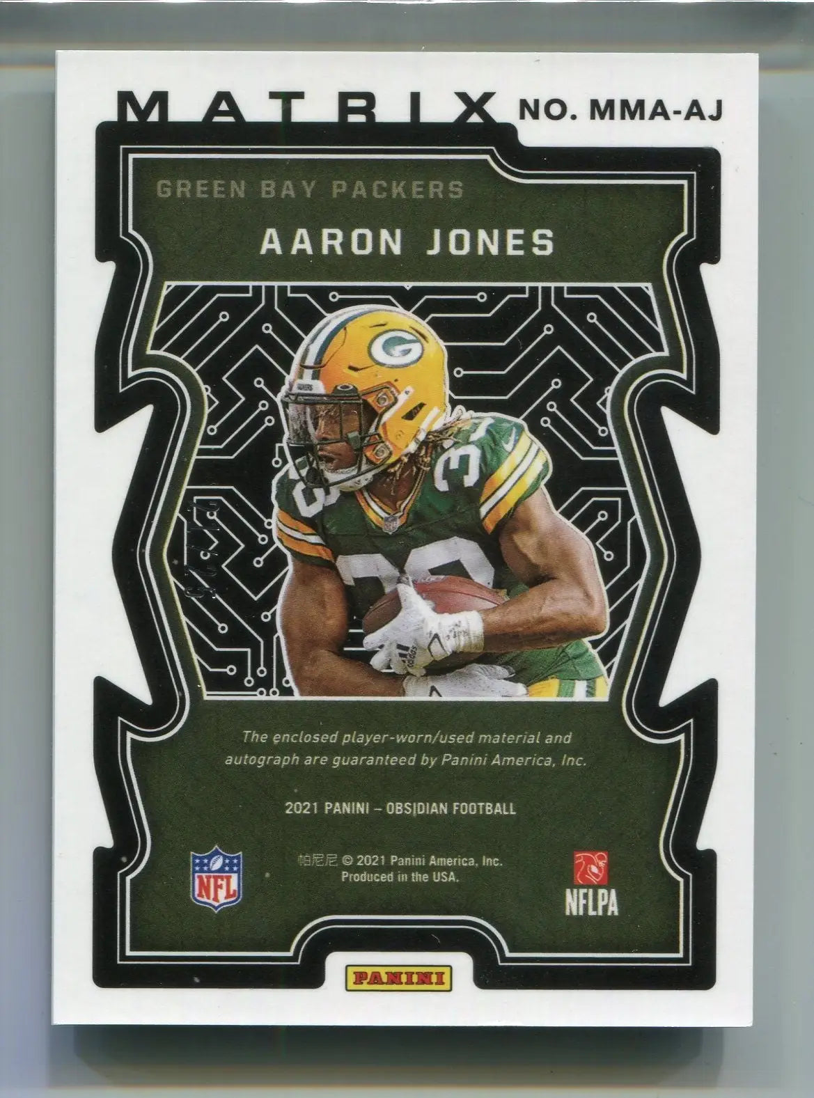 2021 Obsidian Aaron Jones Matrix Material MMA-AJ Auto #21/25 Packers Vikings - Football Card Single