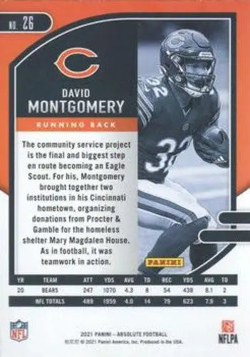Original gloss Panini Absolute David Montgomery football card in near mint condition