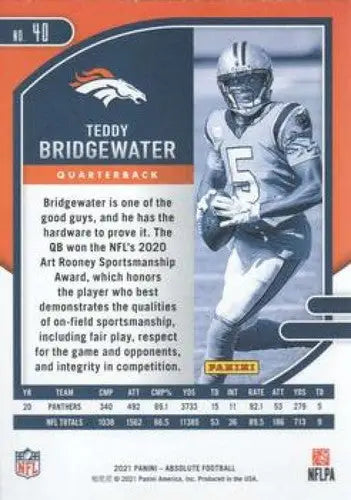 Original gloss Panini Absolute Teddy Bridgewater football card Broncos NM Near Mint