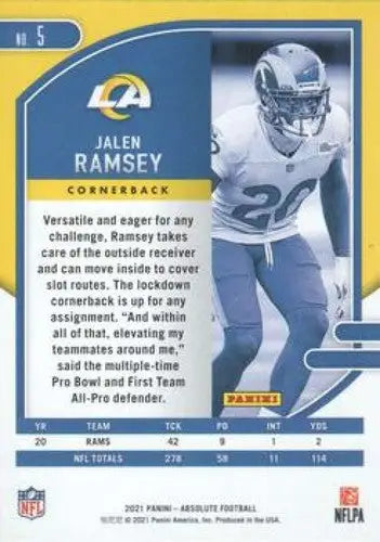 Jalen Ramsey football card from Panini Absolute 2021 in original gloss NM near mint