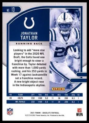 2021 Panini Absolute - Red Jonathan Taylor 13 Indianapolis Colts