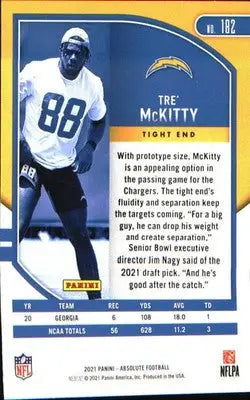 2021 Panini Absolute Retail #182 Tre’ McKitty Rookie Rookie - Football Card Single