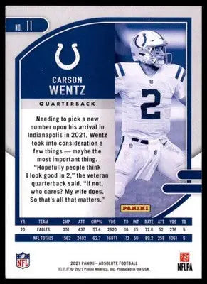 2021 Panini Absolute - Retail Carson Wentz 11 Indianapolis Colts