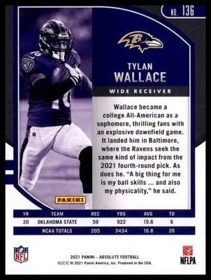 2021 Panini Absolute - Retail Tylan Wallace RC 136 Baltimore Ravens - Football Card Single