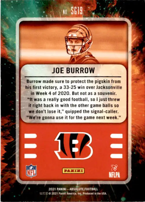 2021 Panini Absolute #SG19 Joe Burrow Star Gazing - Football Card Single