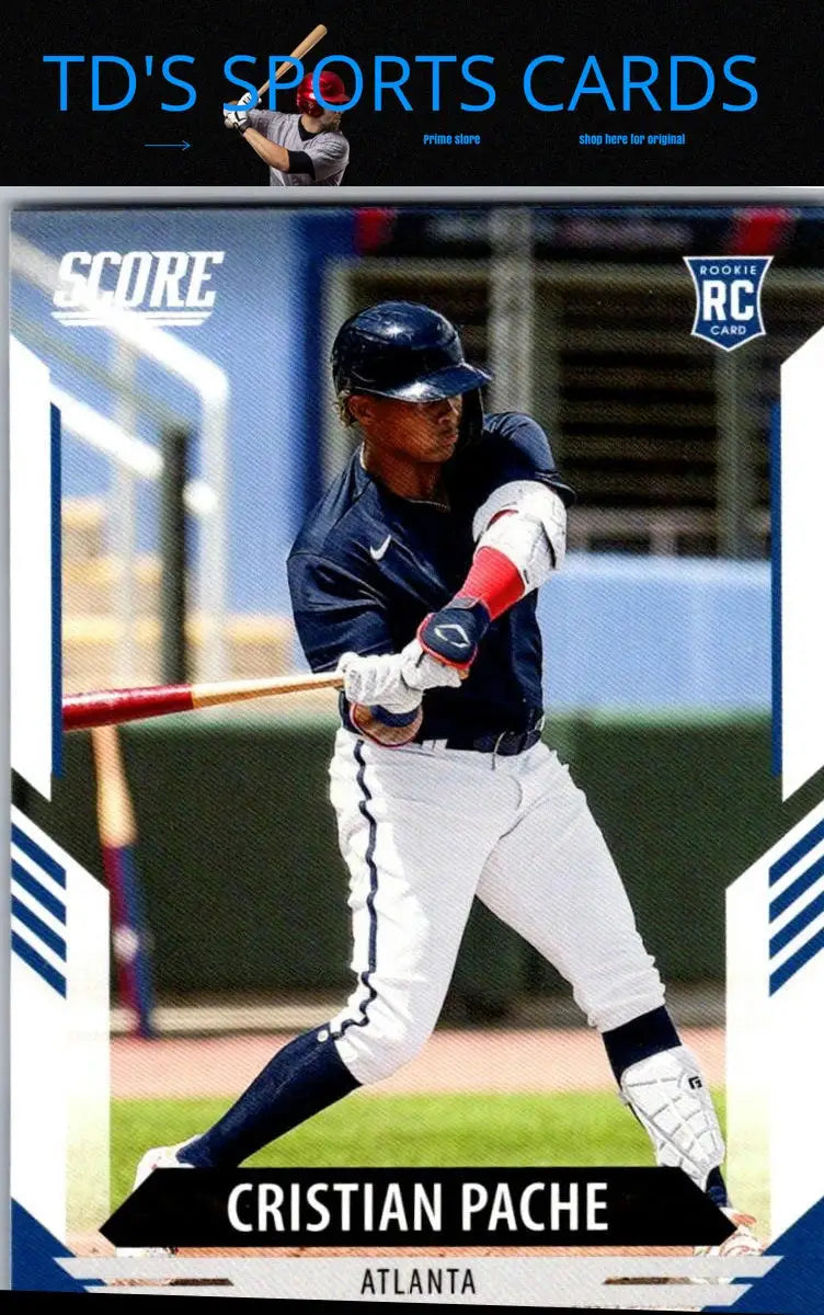 Baseball card featuring Cristian Pache from 2021 Panini Chronicles Score set