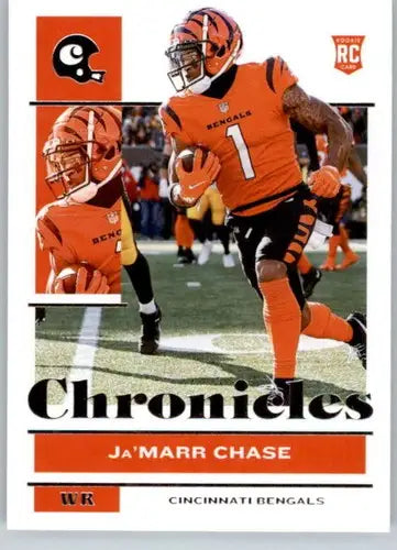 Original gloss Panini Chronicles Ja’Marr Chase NM-MT football card Bengals ID 47457