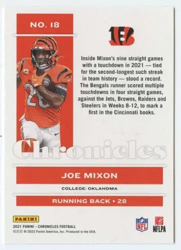2021 Panini Chronicles #18 Joe Mixon NM-MT Bengals ID:48315 - Football Card Single