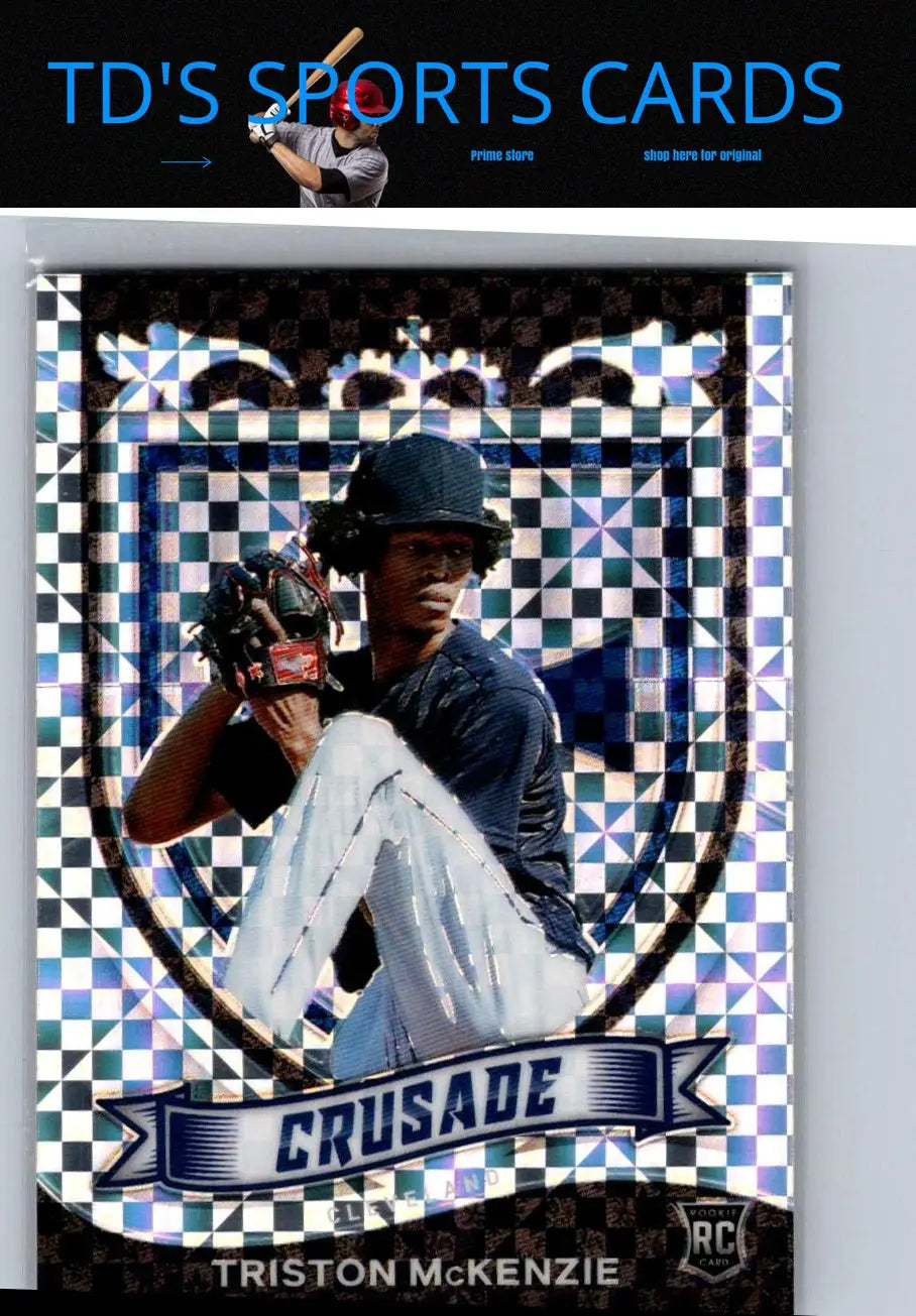Triston McKenzie baseball card from 2021 Panini Chronicles Triston McKenzie Crusade Building Blocks