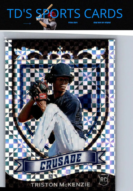 Triston McKenzie baseball card from 2021 Panini Chronicles Triston McKenzie Crusade Building Blocks