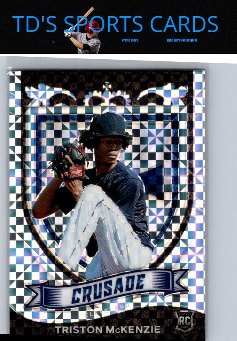 Triston McKenzie baseball card from 2021 Panini Chronicles Triston McKenzie Crusade Building Blocks