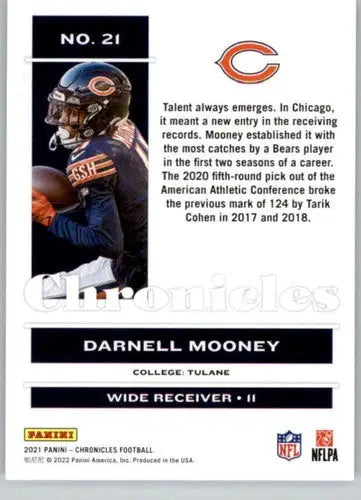 Original gloss Panini Chronicles Darnell Mooney football card from 2021 Bears collection