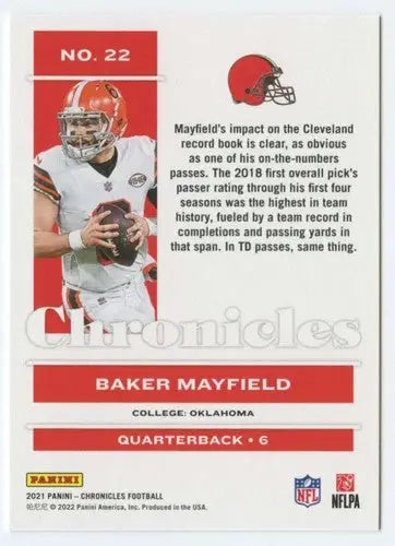 Panini Chronicles Baker Mayfield football card with original gloss from 2021 collection